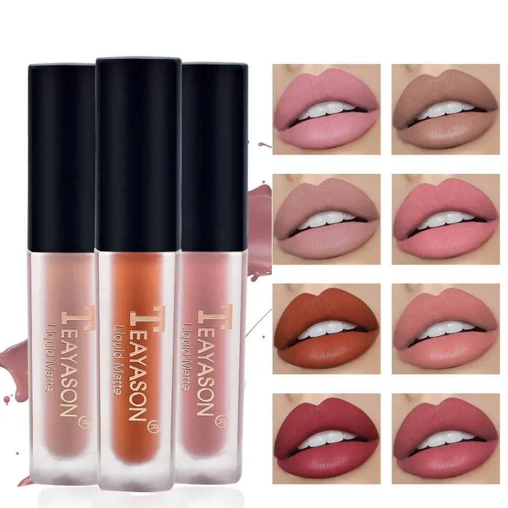 1pc Women's Fashion Liquid Matte Lipstick Velvet Lipgloss Nude Makeup Matte Velvet Natural Moisturizer Lip Glosses HIP