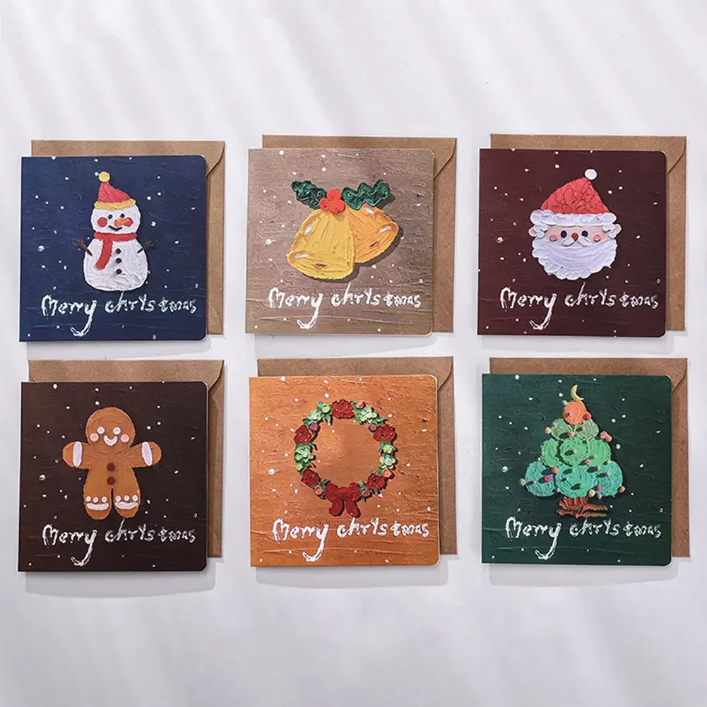 New Christmas Gift Envelope Card 6pcs 3D with Envelope Stickers Santa Claus Folding Gift Card New Year Party Invitation Card HIP