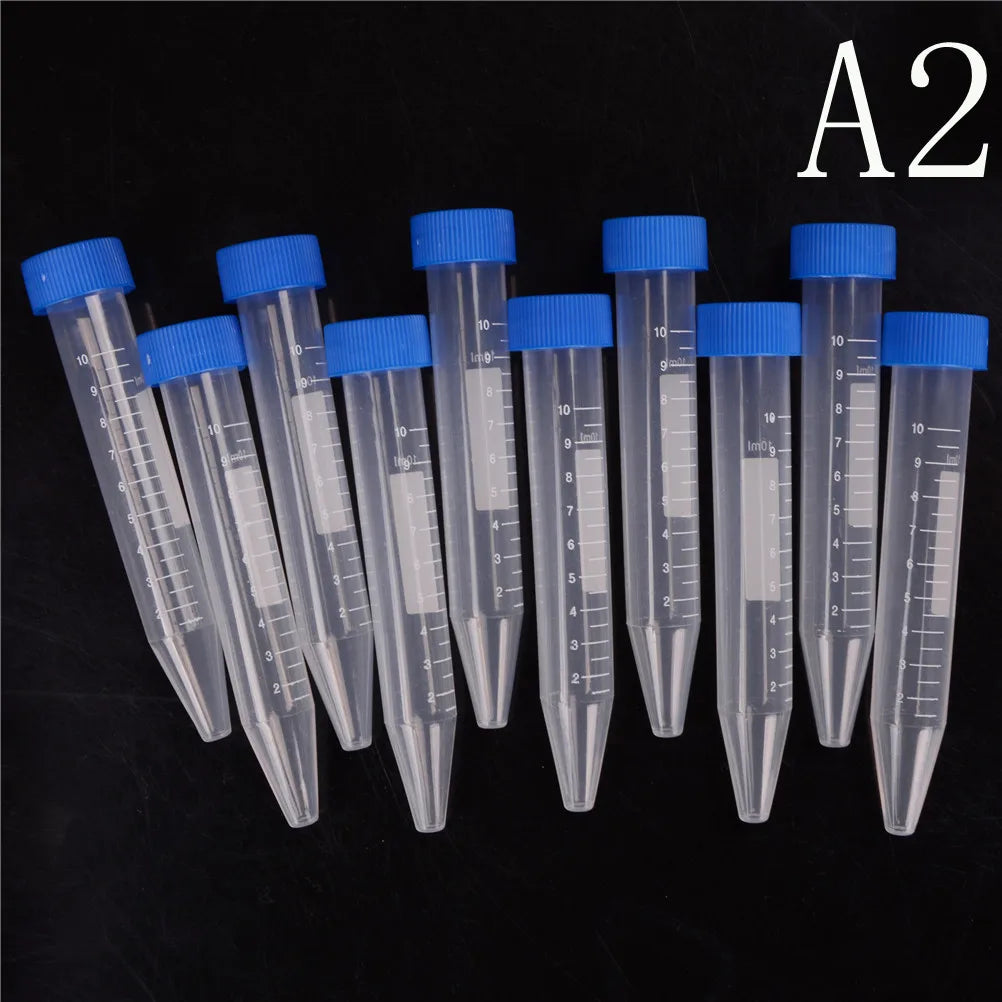 10-Pack 10ml Plastic Centrifuge Tubes – Self-Standing Screw Cap Lab Storage Tubes HIP A2