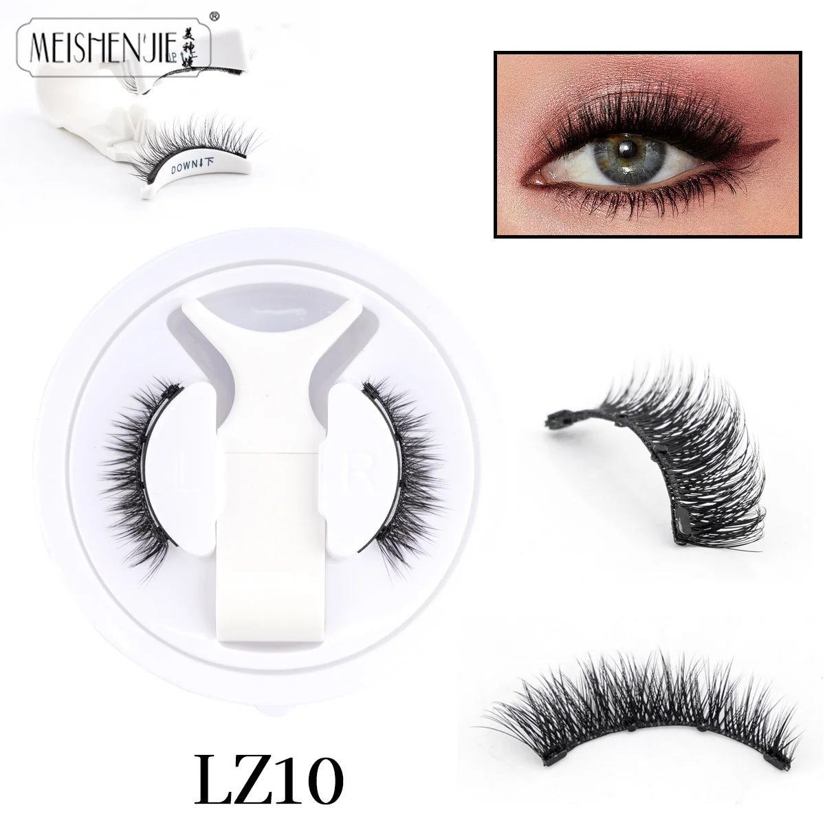 MEISHENJIE 1 Pair Magnetic Eyelashes Set Natural Mink Lashes Handmade Reusable Magnetic Eyelash Tweezers Kit Lash Makeup HIP LZ10