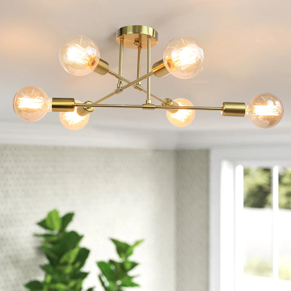 YNL Nordic Industrial Iron LED Ceiling Light – Black & Gold Ceiling Light Fixture HIP
