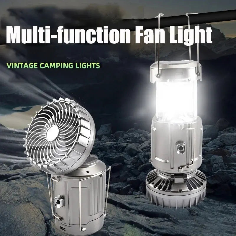 Solar LED Camping Lantern Fan – Portable Hanging Tent Light Solar Camping Lantern HIP