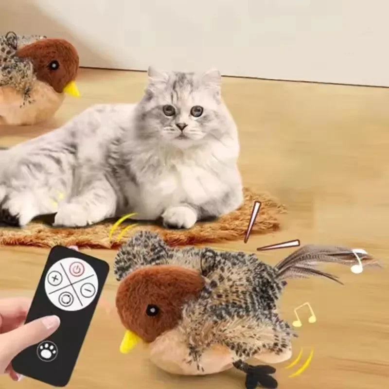 Rechargeable Chirping Flapping Bird Cat Toy with Remote Interactive Cat Toy HIP