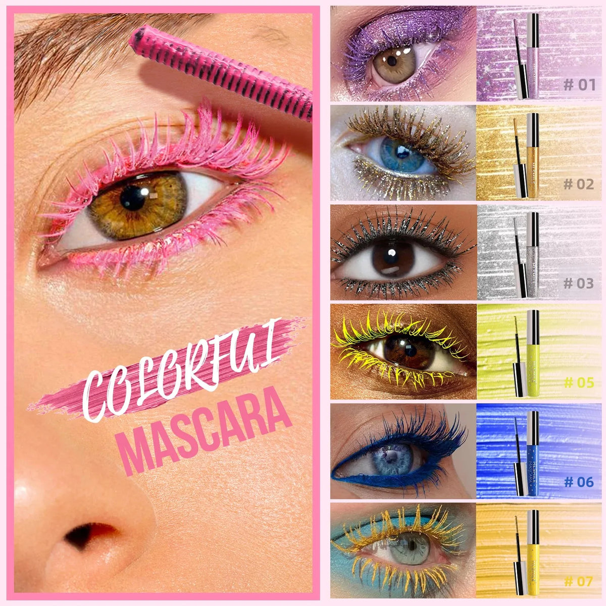 MLSMILE Glitter Pearlescent Mascara – Waterproof & Volumizing Glitter Mascara HIP