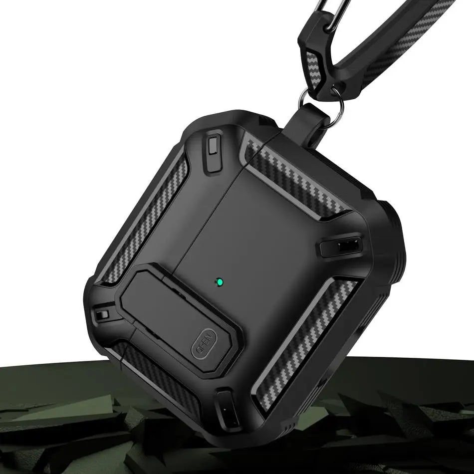 Carbon Fiber AirPods Pro 2/1 Shockproof Case with Keychain Earphone Case HIP