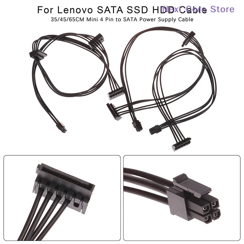 Mini 4-Pin to SATA Power Cable for SSD & HDD – 35/45/65cm SATA Power Cable HIP