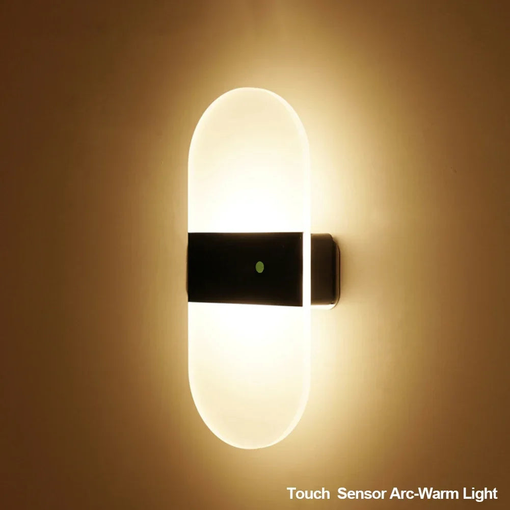 USB Rechargeable Wall Lights Home Indoor Motion Sensor Lighting Bedroom Bedside Lamp Corridor Stairway Decor Lights Wall Lamp HIP White Light Touch Sensor Arc