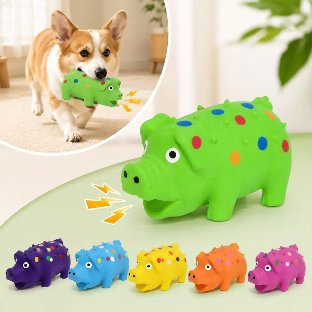 Squeaky Pig Dog Toy – Soft Latex Chew Toy, All Breeds Squeaky Dog Toy HIP