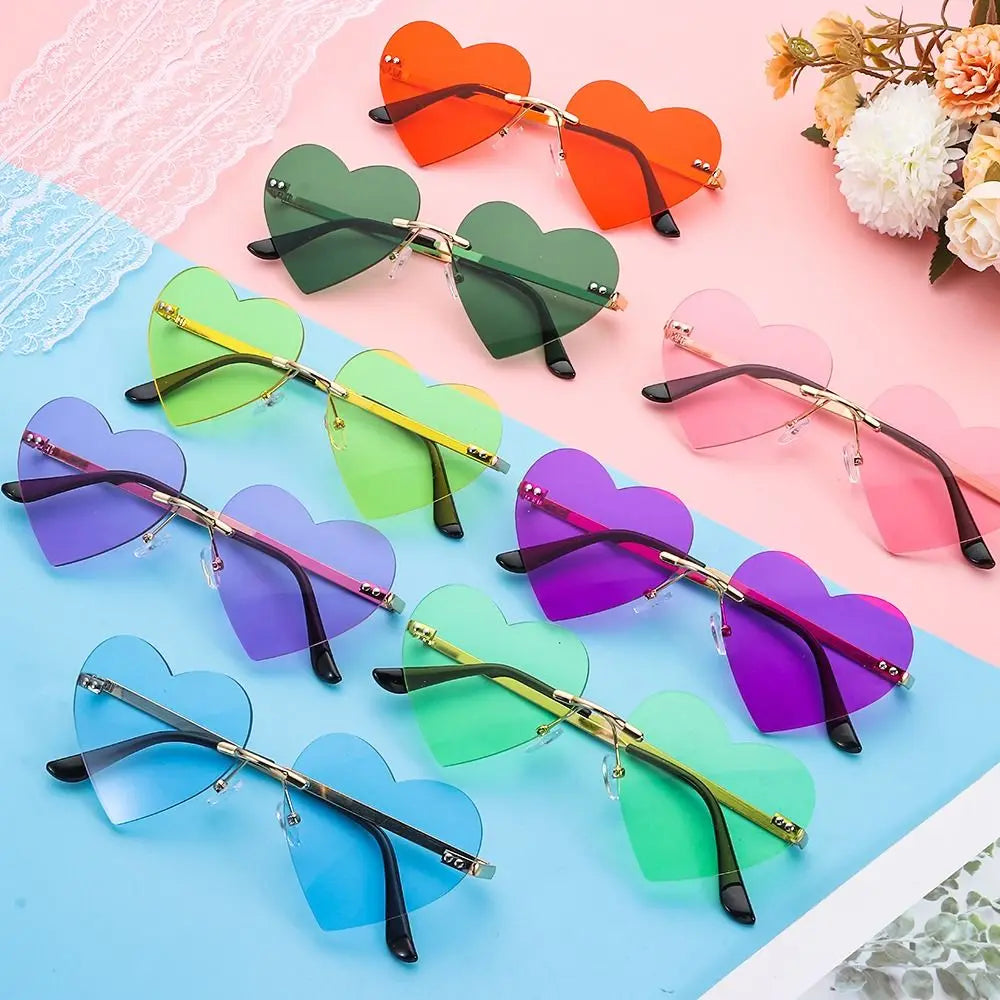 Rimless Heart Sunglasses – Vintage Metal Frame for Women Fashion Sunglasses HIP