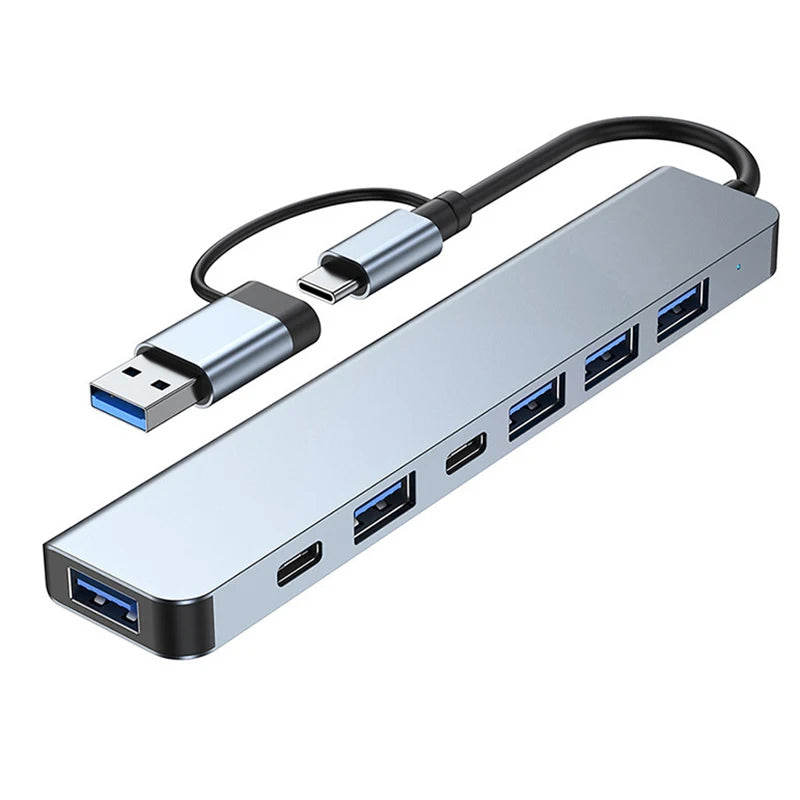 7-in-2 USB Hub Docking Station – USB-C, 3.0 & Card Reader USB Hub Docking Station HIP grey