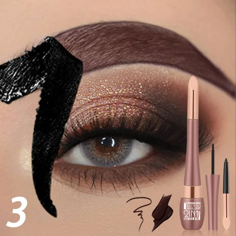 Tattoo Peel Off Brow Gel & Brow Pencil Set Waterproof Smudge-proof Lasting Natural Look Wild Eyebrows Outline Contour Makeup Kit HIP 03