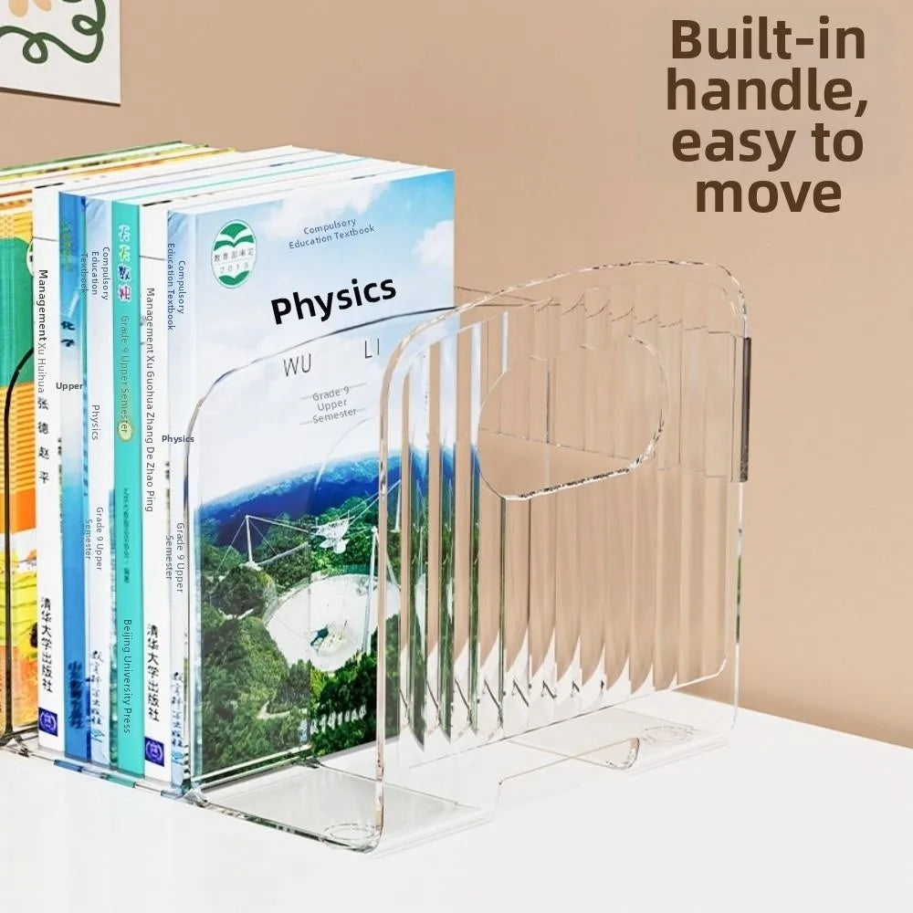 Clear Acrylic Book Stand – Multi-Compartment Desk Organizer Acrylic Desk Organizer HIP