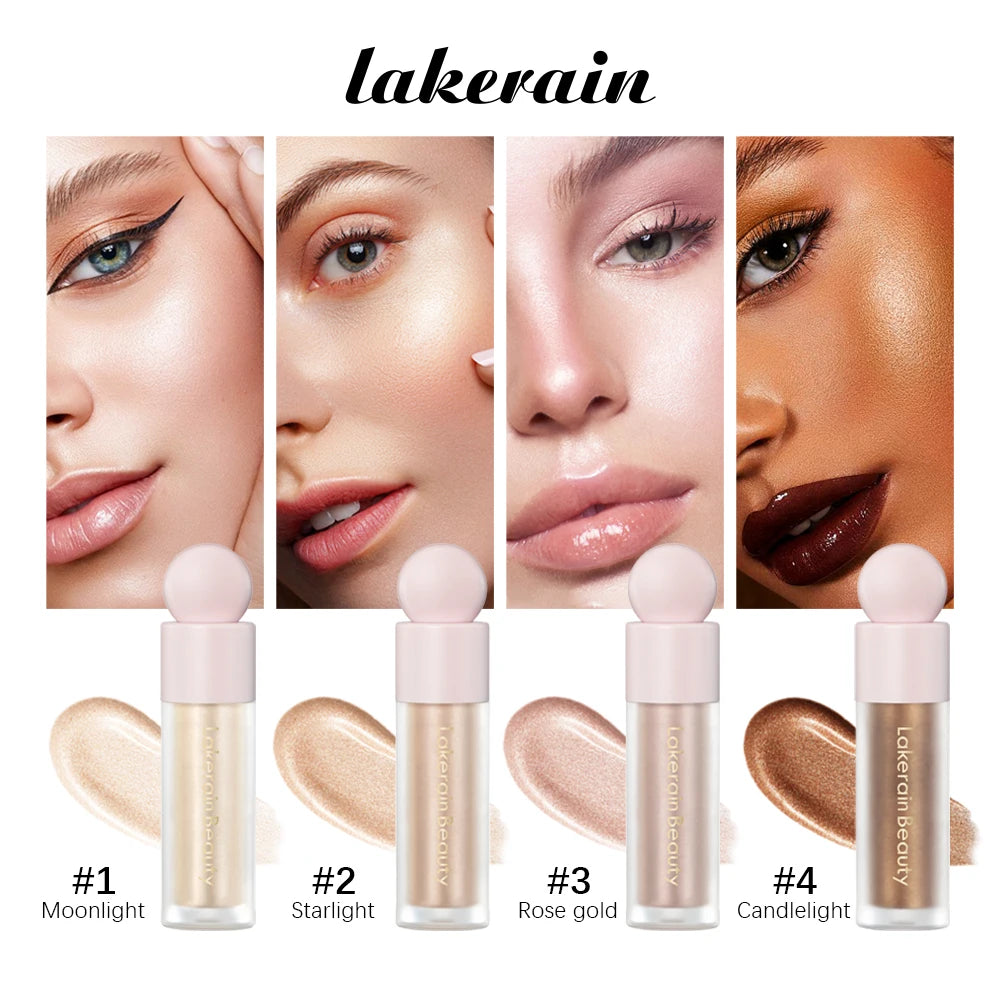 4Color Face Liquid Highlighter Bronzer Contouring Highlight Fluid Makeup Face Shimmer Shine High Lighter Iluminador Maquillaje HIP