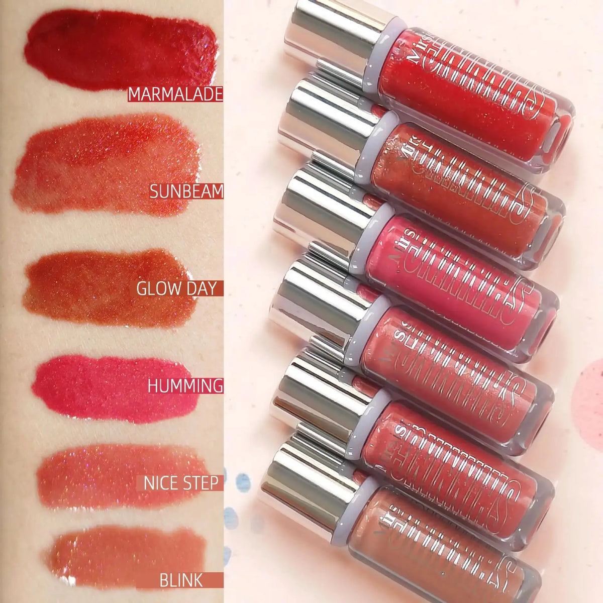 Mirsist 6-Color Shimmer Lip Gloss Set – Hydrating & Waterproof Shimmer Lip Gloss Set HIP