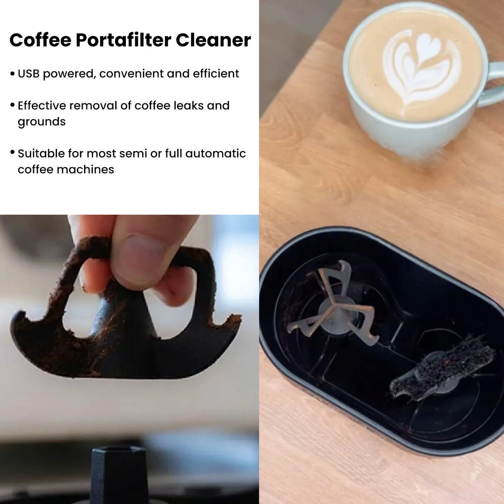 Coffee Portafilter Cleaner USB Powered Coffee Maker Handle Cleaning Brush and Scraper Coffee Portafilter Brush and Scraper HIP