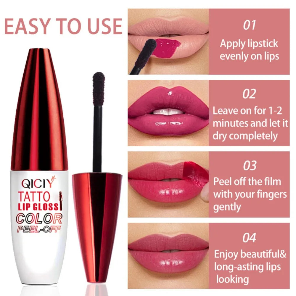 4 Color Liquid Peel-off Lip Gloss Waterproof Long-lasting Matte Lipstick Non-stick Cup Makeup Moisturizing Lip Tattoo Pigment HIP