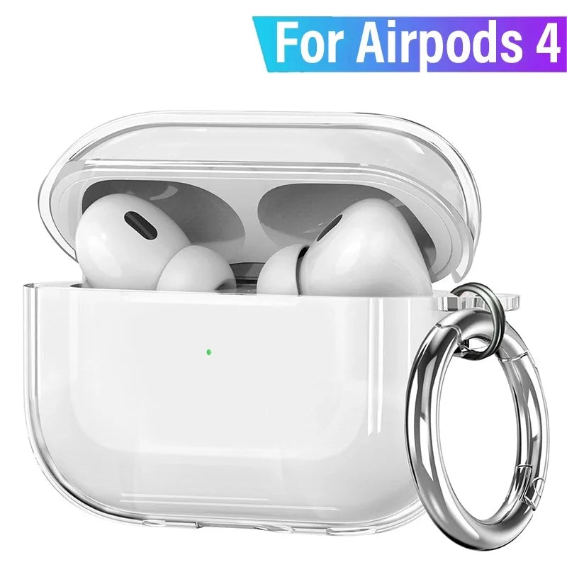 Clear TPU Case for AirPods 4 with Keychain | Protective Cover Earphone Case HIP