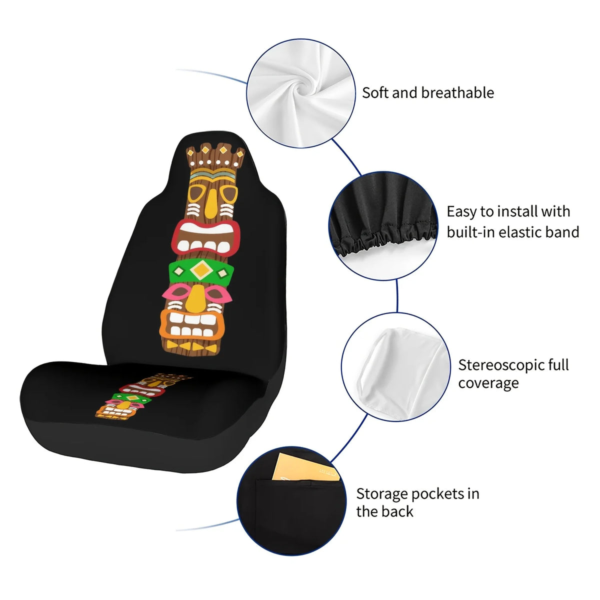 Tropical Totem Mask Car Seat Cover – Wear-Resistant All Season Car Seat Cover HIP