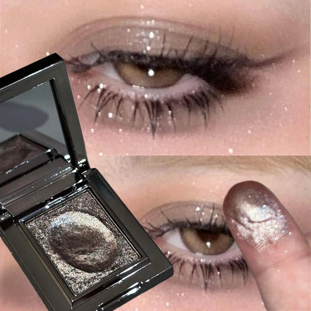 Metallic Glitter Eyeshadow Cream Sparkling Mousse Shimmer Highlighter Pressed Pigments Punk Purple Pearlescent Eyeshadow Palette HIP