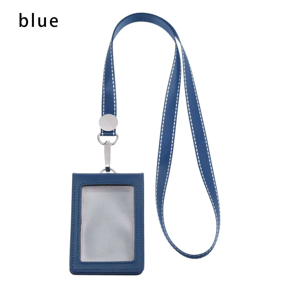 Leather Carabiner ID Badge Holder – Belt Clip & Key Ring ID Badge Holder HIP blue