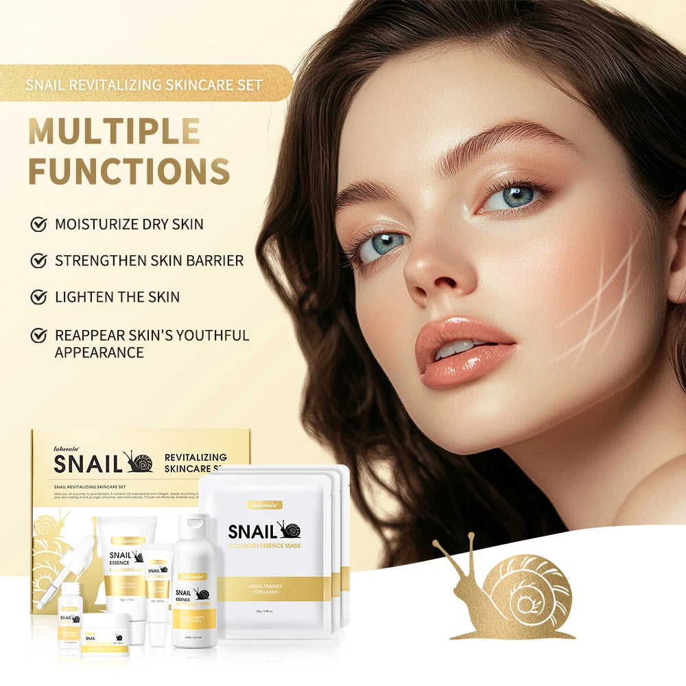 8Pcs Snail Essence Moisturizing Skin Care Set Cleansing Gel Toner Serum Eye Cream Cream Facial Mask Nourishing Repair Beauty Kit HIP