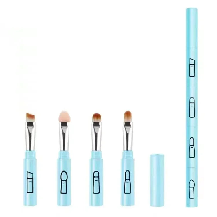 4-in-1 Detachable Makeup Brush Set – Eye, Lip & Brow Multifunctional Makeup Brush HIP C699-Blue Set