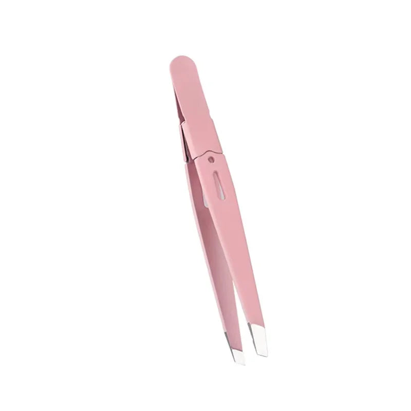 Stainless Steel Black Curved Straight Eyebrow Tweezers Anti Acid Nipper Rhinestone Picking Tool False Eyelash Nail Art Tool HIP Pink Eyebrow Tweezer