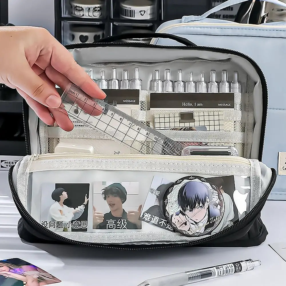 Large Capacity 11-Layer Canvas Pencil Case with Handle Pencil Case Organizer HIP