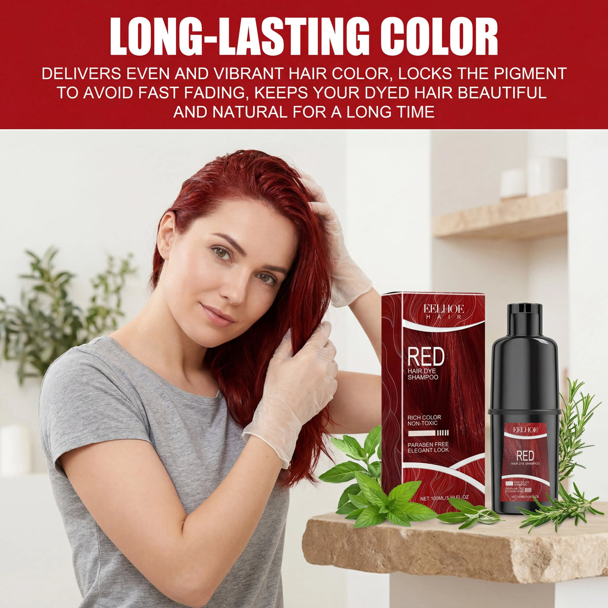 Red Herbal Hair Color Shampoo – Gray Coverage & Nourishing Hair Color Shampoo HIP