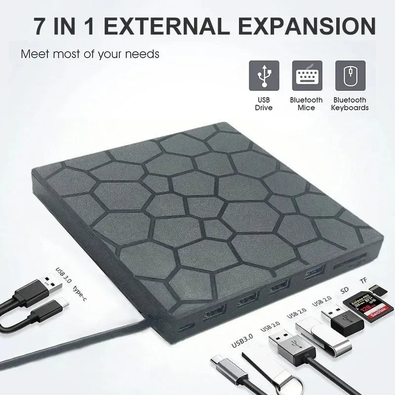 USB3.0 Type C External RW CD Player Burner Bluray Player 7 in 1 External CD DVD Drive External CD Reader For PC Laptop Desktop HIP
