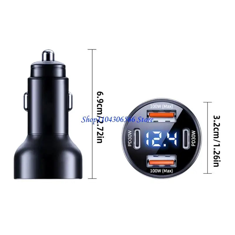 100W USB Car Charger LED Display | Multi-Port PD 30W Car Charger HIP