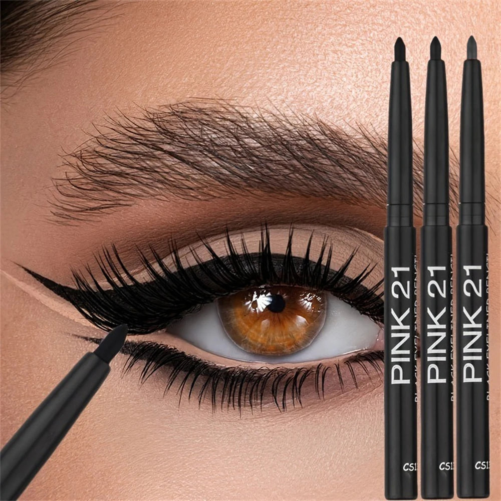 1/2/3pcs Automatic Retractable Eyeliner Gel Pens Smooth Application High-Pigment Matte Waterproof Lasting Under Eye Glue Makeup HIP 3Pc Black PINK21