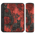 Gothic Roses & Black Cats Seat Belt Cover – 2-Piece Soft Pad Seat Belt Cover HIP 1