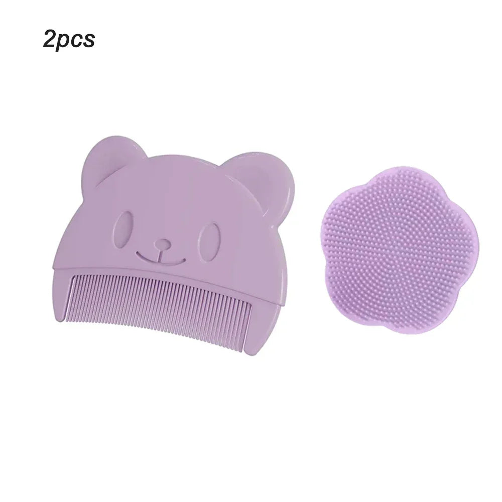 Soft Silicone Baby Comb & Scalp Massager for Newborns Baby Hair Comb HIP C68-purple-1Set