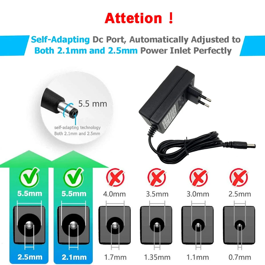 24V 1A Power Adapter for ECOVACS & Dibea Robot Vacuum Robot Vacuum Charger HIP