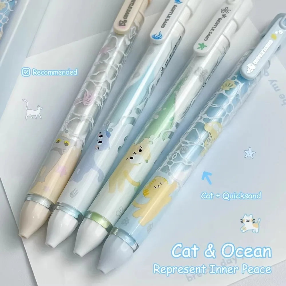 4-Pack Ocean Cat Gel Pens 0.5mm Quick-Dry School & Office Gel Pen Set HIP