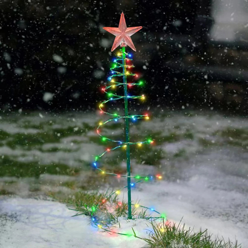 Christmas Tree Courtyard Lights Star Christmas Tree Decorative Light String LED Solar Powered Floor Plug in Light String Outdoor HIP