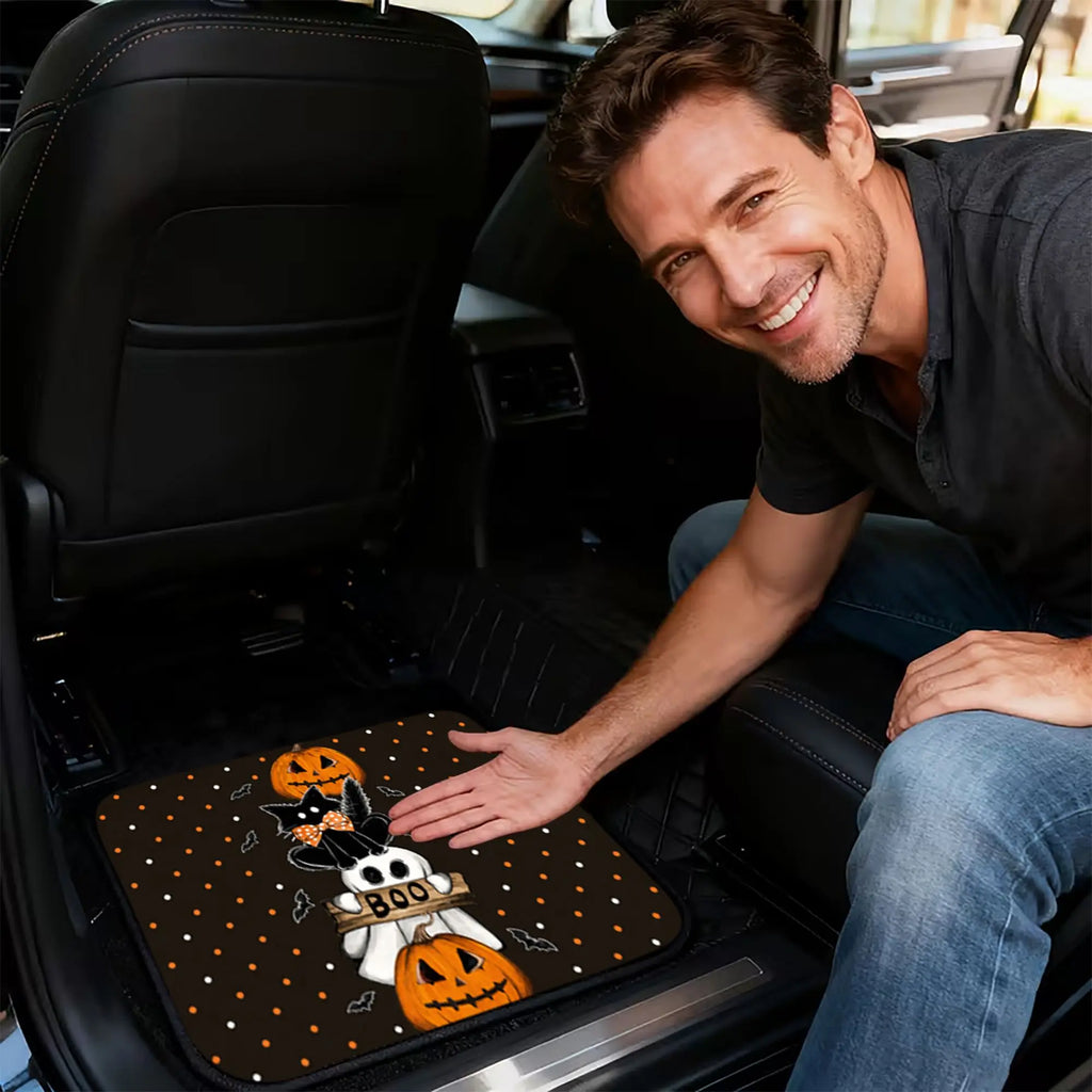 4-Piece Halloween Pumpkin & Black Cat Car Floor Mats – Universal Car Floor Mats HIP