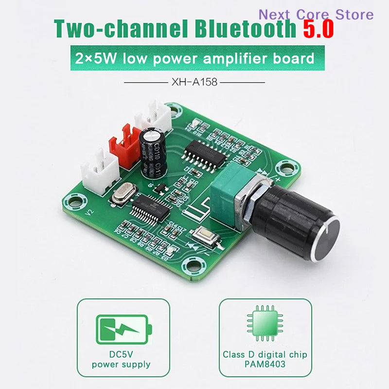 Bluetooth 5.0 Audio Amplifier Board XH-A158 – 5W×2 Stereo Audio Amplifier Board HIP