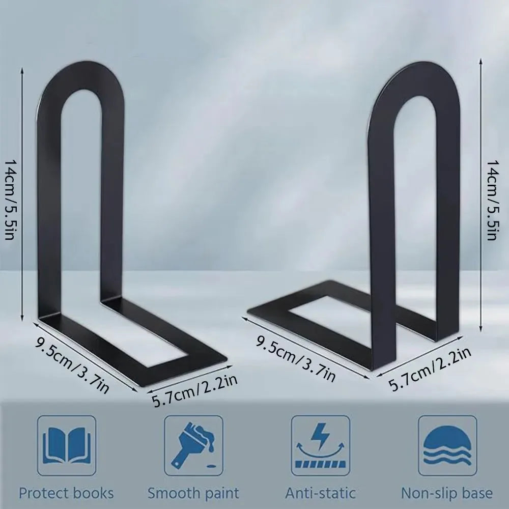 L-Shaped Metal Bookends – Non-Slip Desk Book Stand, 2 PCS Metal Bookends HIP
