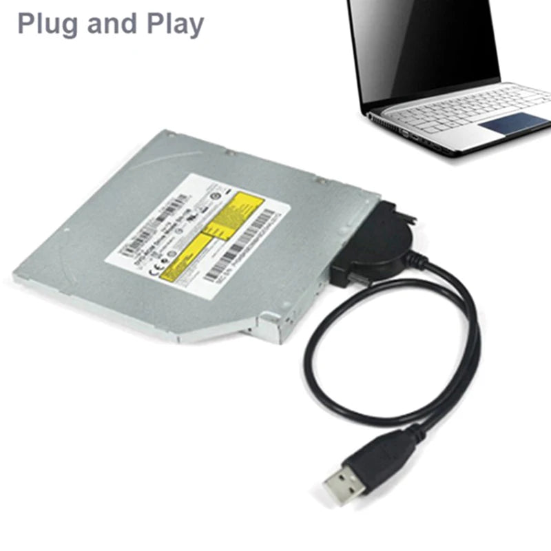 USB 2.0 to SATA Cable – CD/DVD-ROM Optical Drive Adapter SATA Adapter Cable HIP Black