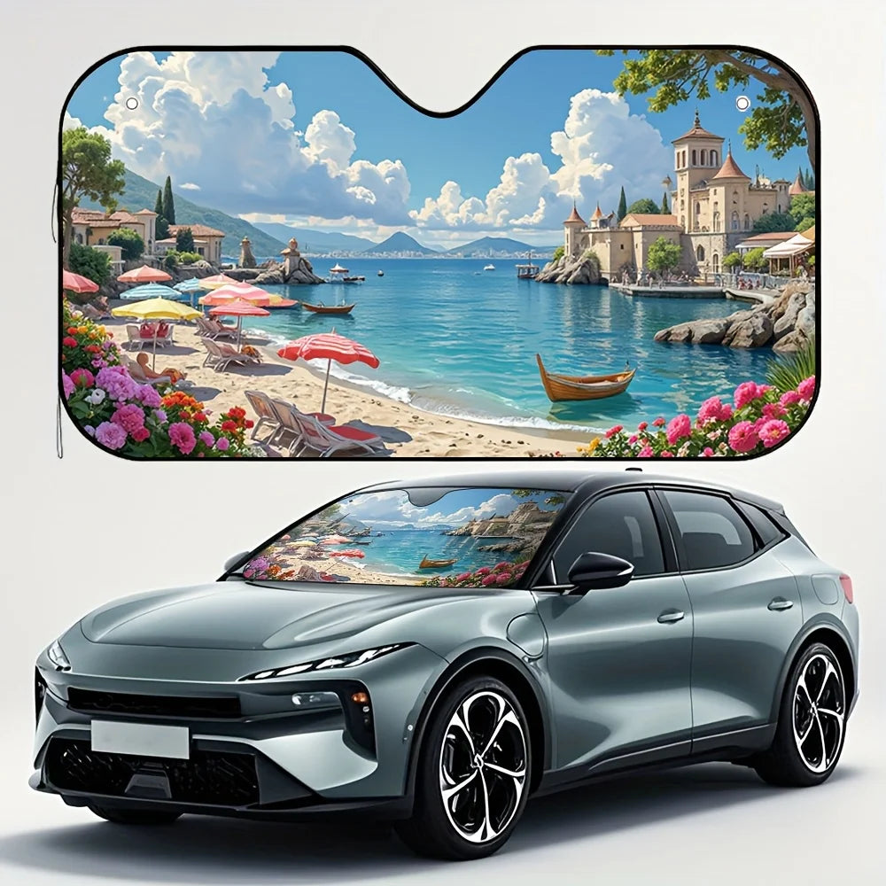 Coastal Town Car Sun Visor Sunshield – Magnetic & Waterproof Car Sun Visor HIP 1-M