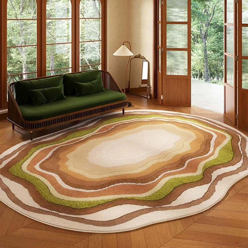 Soft Faux Cashmere Large Area Rug – Green Geometric Carpet Area Rug HIP