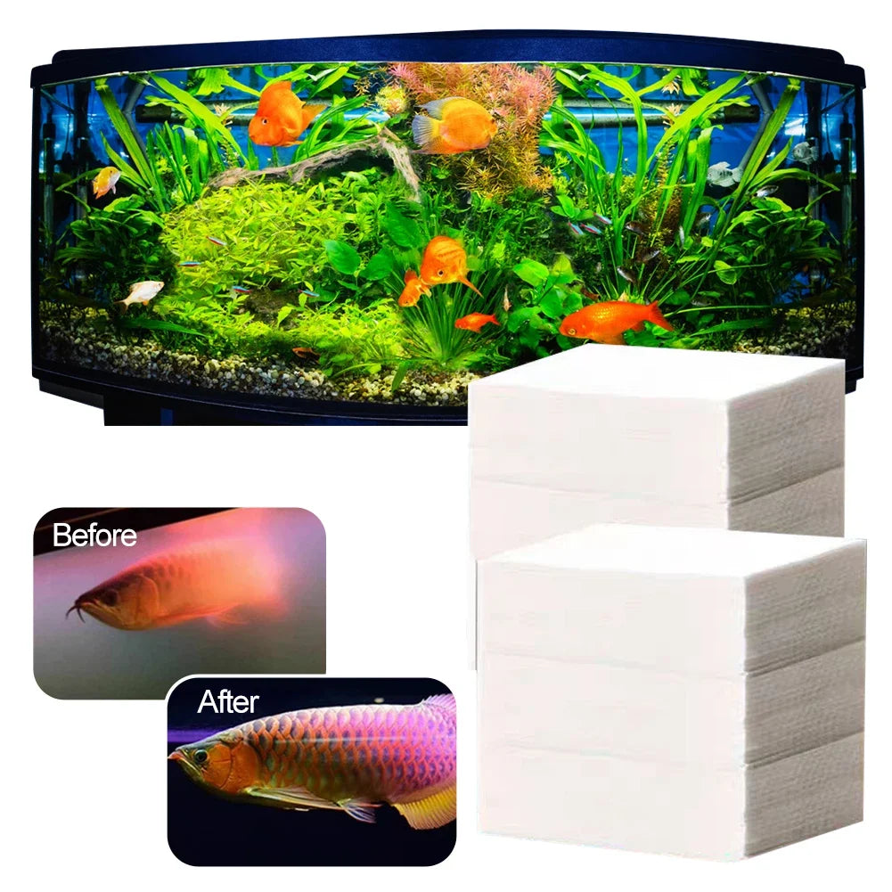 Efficient Fish Tank Water Absorption Filter Paper 50/100/200Pcs Fish Tank Aquarium Odor Removal Filter Cleaning Supplies HIP