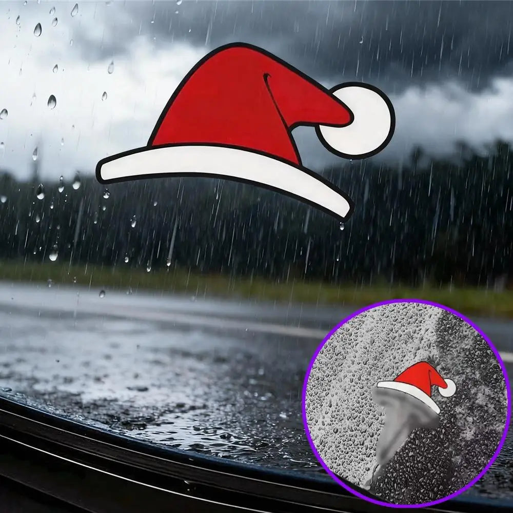 1/3/5PCS For Tesla Y Juniper Car Creative Christmas Hat Sticker Glass Window Christmas Santa Decoration for Tesla Accessories HIP