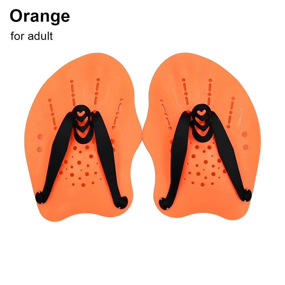 Freestyle Swim Hand Paddles – Kids & Adults | Silicone Straps Swim Training Paddles HIP orange for adult