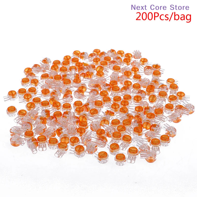 200-Pack K1 Gel Splice UY Wire Connectors – 2-Port Clear & Orange Wire Splice Connector HIP