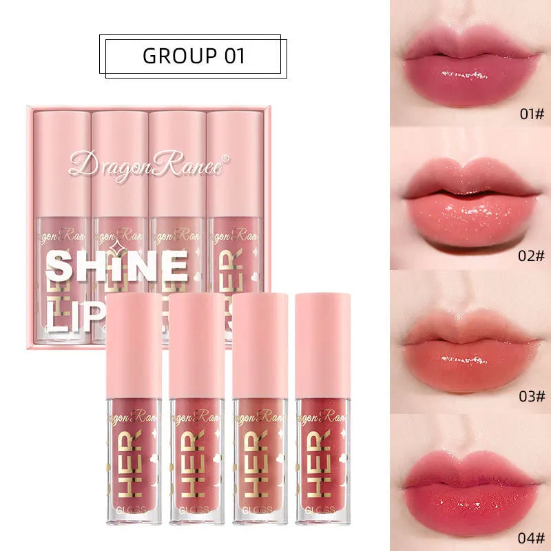 Dragon Ranee 4-Piece Hydrating Lip Gloss Set – Glossy & Waterproof Lip Gloss Set HIP A