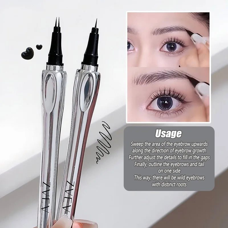 2Point Wild Eyebrow Pencil Long Lasting Easy To Grip Eyebrow Tattoo Waterproof Thin Liquid Lying Silkworm Brow Pen Korean Makeup HIP
