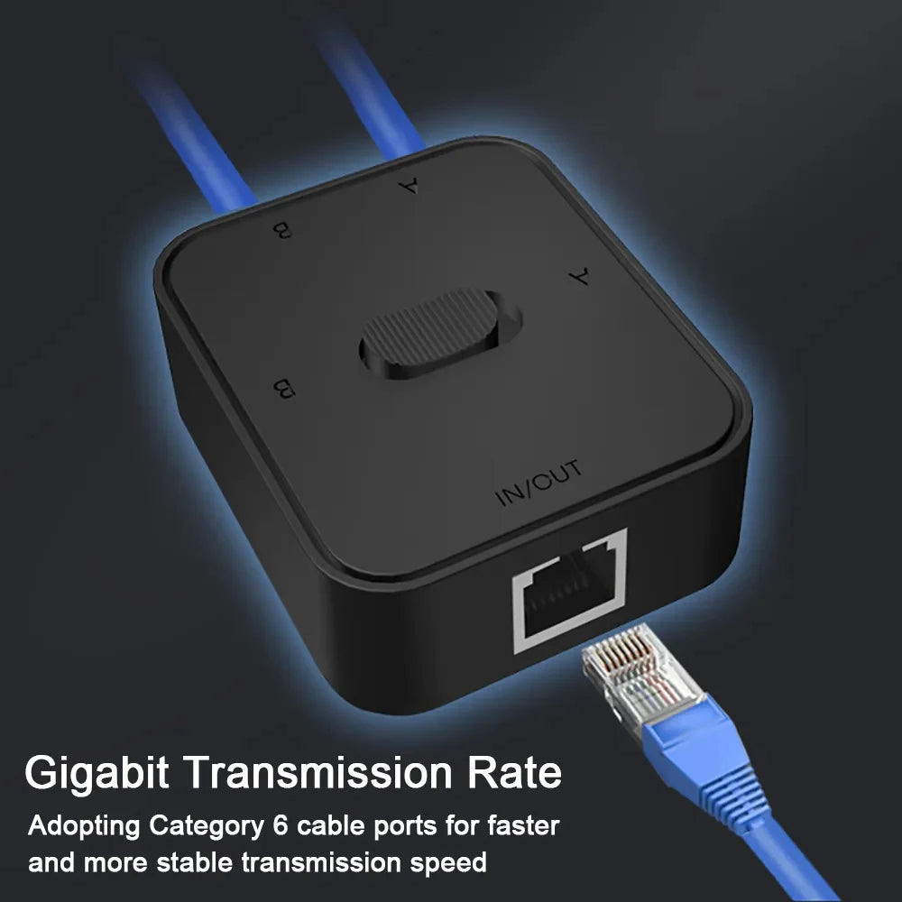 2-Port Gigabit Network Switch 1000Mbps RJ45 Splitter Adapter Network Switch HIP